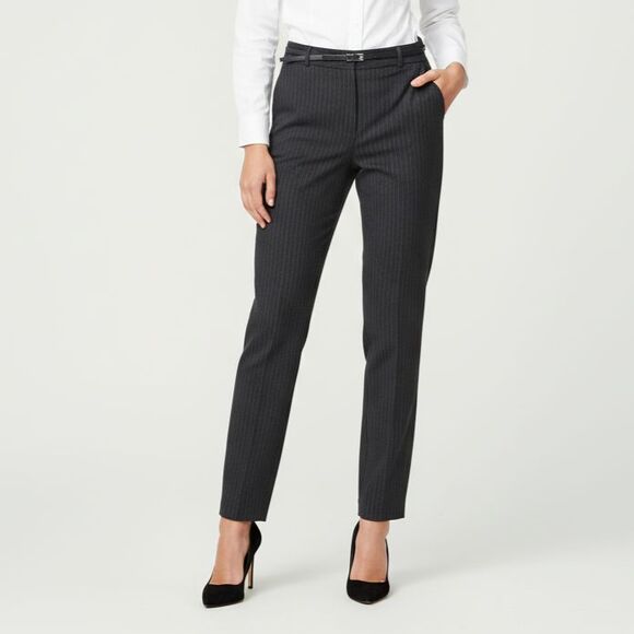 Calvin Klein Women's Pinstripe Skinny Pants NWT Size 2 x 31 Black White Low Rise - Picture 1 of 7